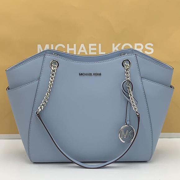 MICHAEL KORS LARGE CHAIN SHOULDER TOTE PALE BLUE COLOR - Picture 14 of 16